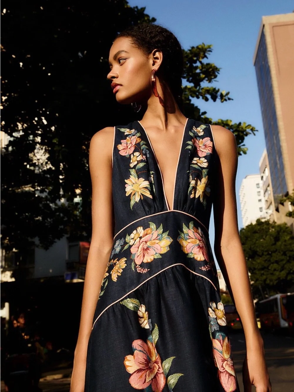 FARM Rio Maira Floral Print Linen Dress – Size XL – NWT